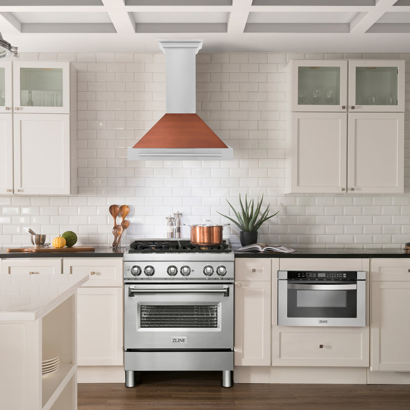 ZLINE 30 in. Convertible Stainless Steel Range Hood with Copper Shell and Handle (KB4STX-C-30)