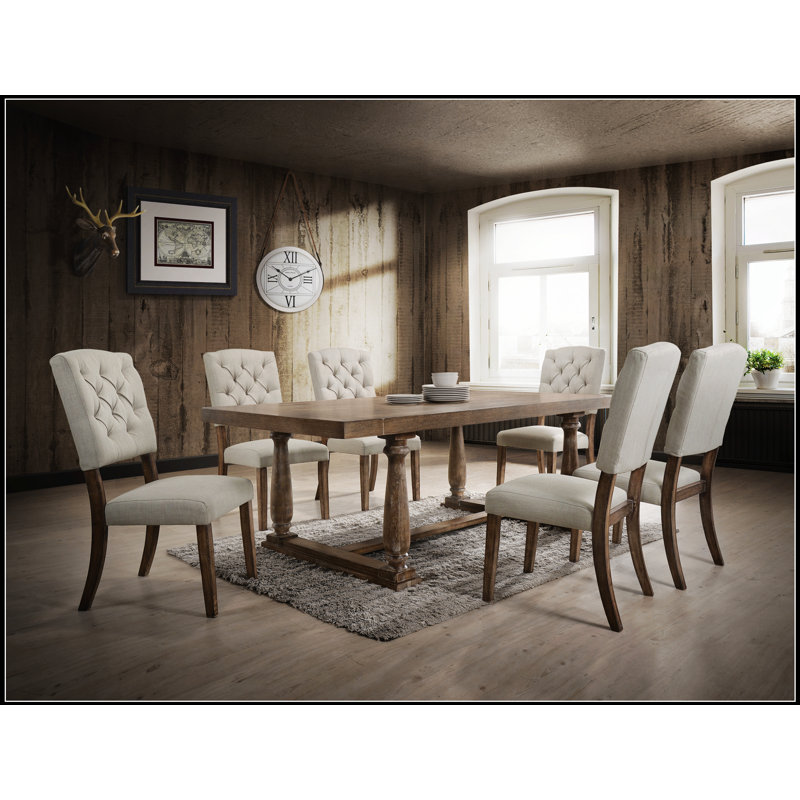 Ensemble de salle à manger 7 pièces à finition chêne vieilli avec table rectangulaire et chaises confortables pour des repas et des rassemblements durables et élégants