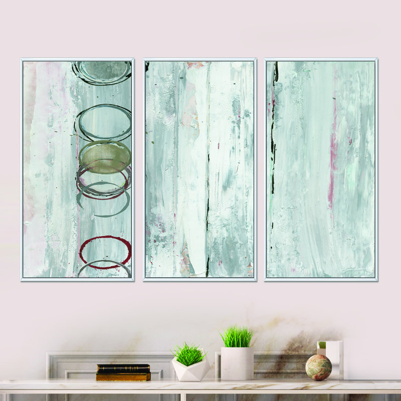 Syrah blanchie à la chaux - ensemble d'art moderne sur toile encadrée moderne et contemporain de 3, Blanc