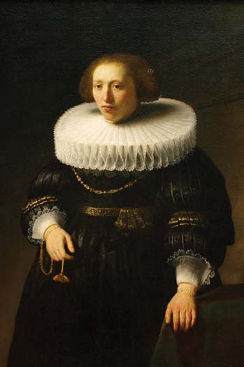 " Woman With A Ruff Collar " by Rembrandt Van Rijn, 36" H x 24" W x 1.5" D