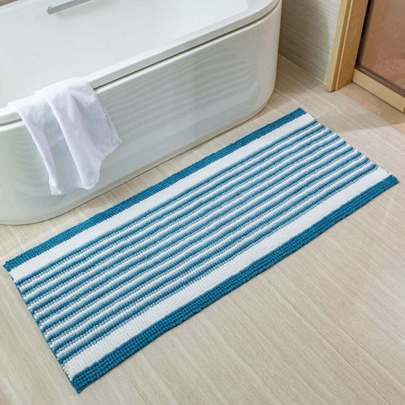 Momence Non-Slip Bath Rug, Turquoise, 24" W x 60" L