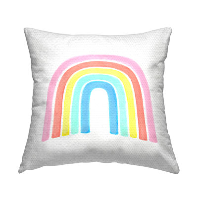 Traditional Pastel Arch Rainbow Children's Striped Pattern Outdoor Printed Pillow by Reesa Qualia