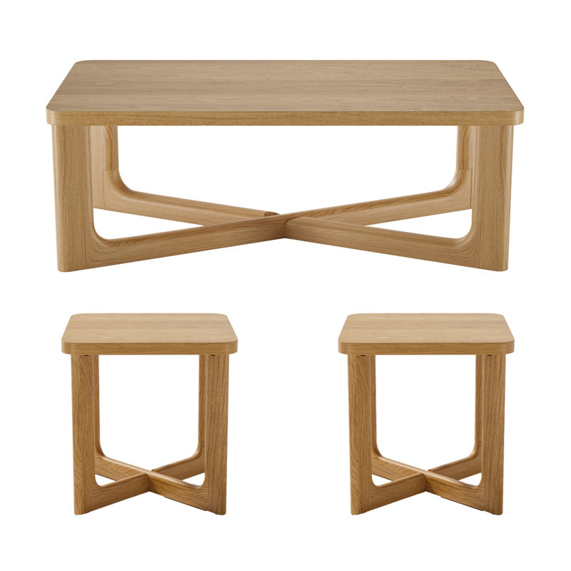 Ensemble de 3 tables basses de salon, Couleur naturelle