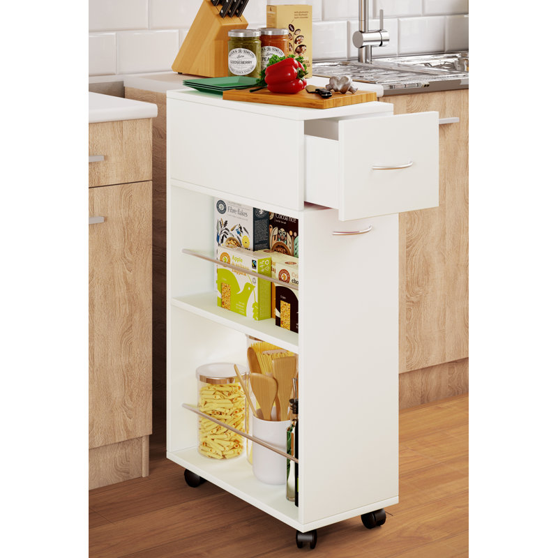 Quindarius Wood Kitchen Cart, White