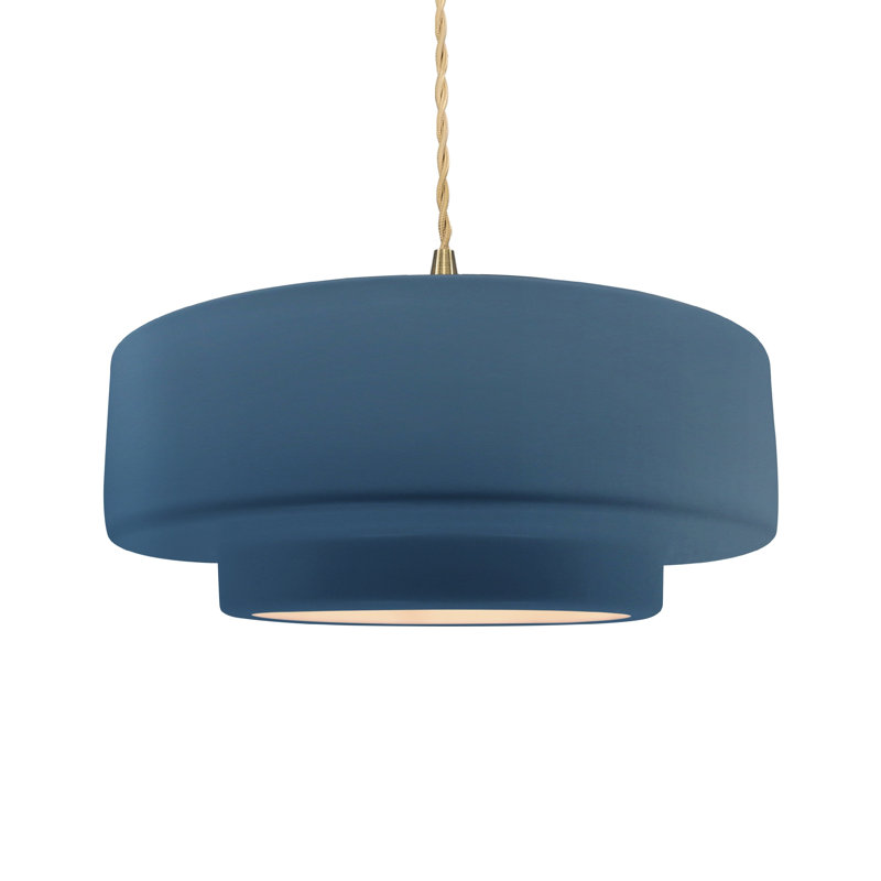 Luminaire suspendu à 1 lumière Meydan, H 6 po x l 16,25 po x P 16,25 po, Ciel à minuit / blanc mat, Laiton brossé