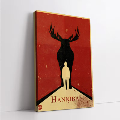 1 pièce d'art mural encadré, Hannibal série télévisée inspirée d'art mural avec silhouette de cerf et fond rouge, affiche de film d'horreur minimaliste moderne pour la décoration intérieure, salon, chambre à coucher, bureau, cadeau unique pour les fans
