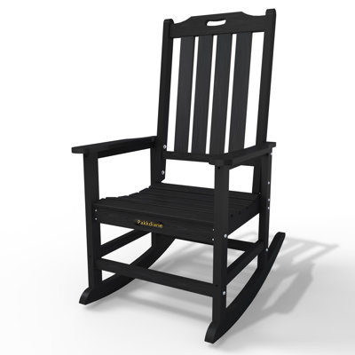 Pakkdiarie Oversized Rocking Chair,Outdoor Weather Resistant Adirondack Rocker Chair with Comfort High Backrest for Patios, Porches, Garden by Rosecliff Heights