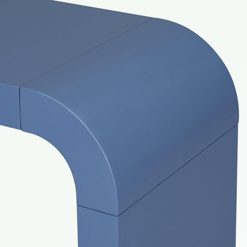 Minimalist Console Table With Elegant Lines And Arc-Shaped Edge, Navy Blue, 31.7" H x 55.7" W x 15.7" D