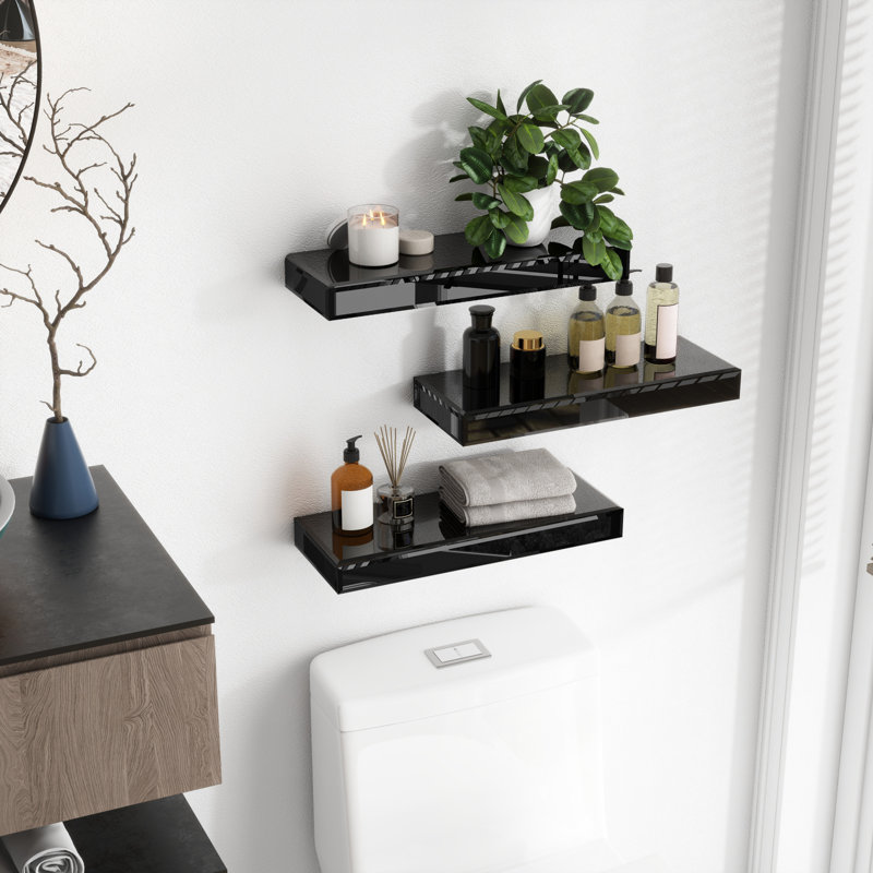 Ensemble de 3 tablettes murales flottantes noires