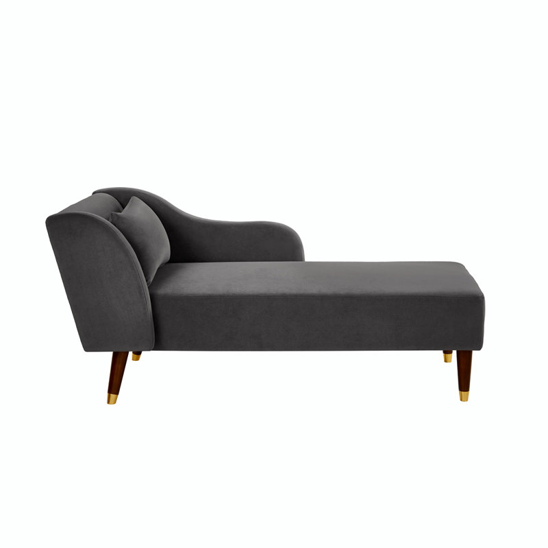 Jibria Modern Chaise Lounge Chair, Gray Velvet