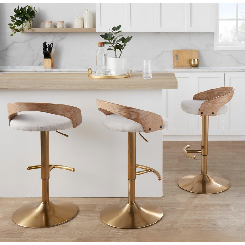 1 tabouret de bar réglable, Doré