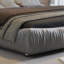 Très grand lit plateforme tapissier très grand avec dossier rembourré surdimensionné et structure en bois massif convenant à plusieurs hauteurs de matelas, gris-481308548-481308547