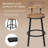 Bar Stools Set Of 2, Bar Chairs, Breakfast Stools, Kitchen Island Stools, Counter Stools With Footrest And Backrest, Metal Frame + Mdf Seat And Back, Rustic Brown-108809399