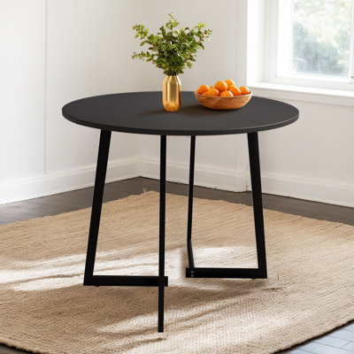 36''Modern Round Dining Table With Stable Cross Leg Base For Small Spaces And Kitchen