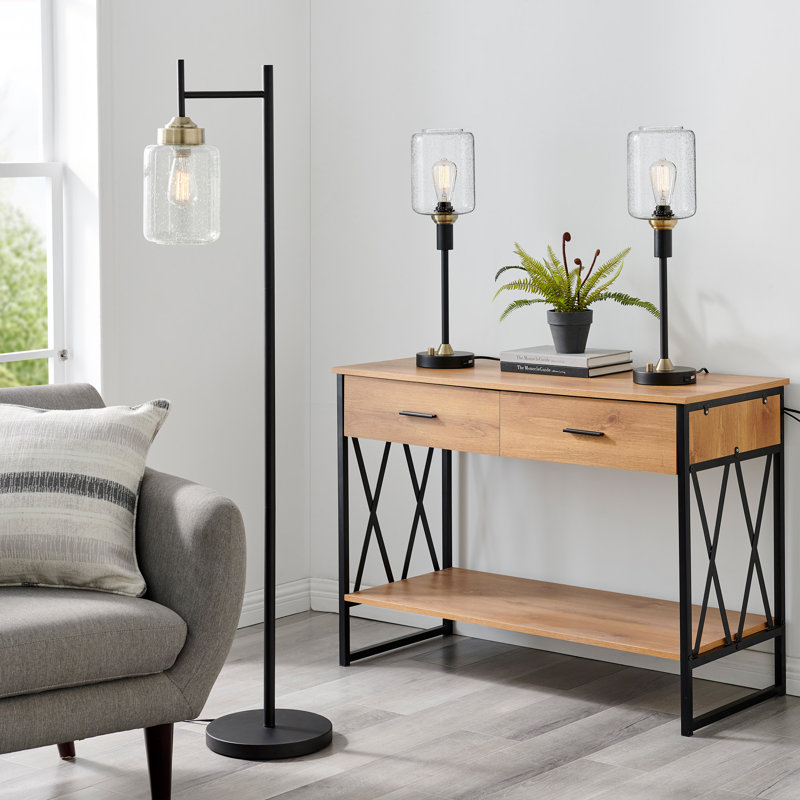 Terew 60.5 " Traditional Floor & Table Lamp Set USB