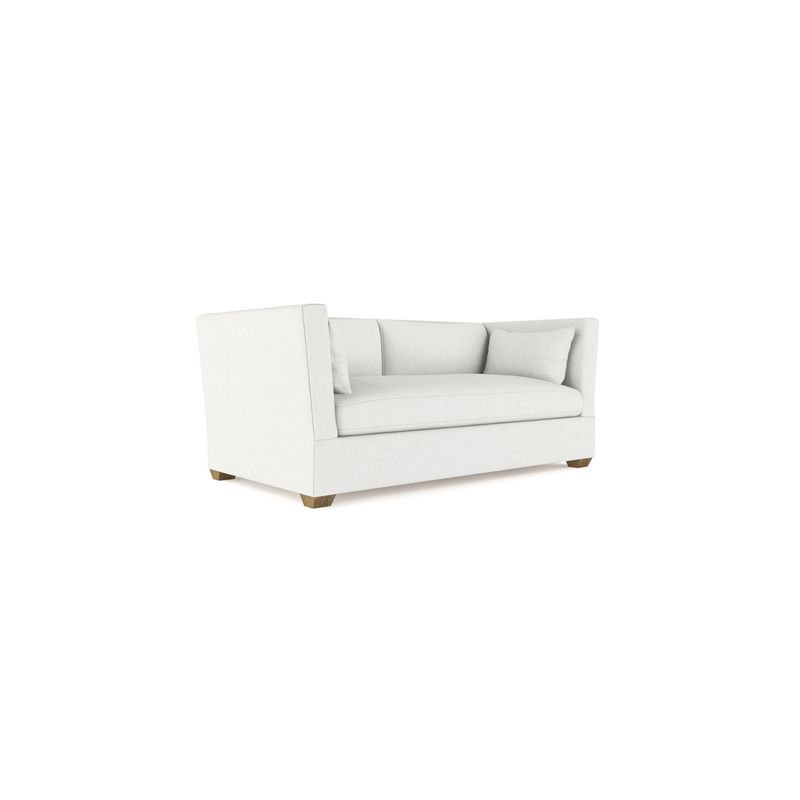 Rivington Flare Square Track-Arm Loveseat, Box Weave Linen Blanc, Weathered, 31" H x 72" W x 37" D
