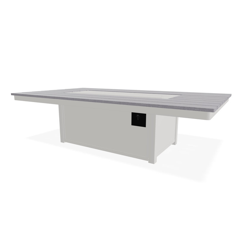 48" x 84" Rustic Fire Table with Propane Shelf, Snow/Cape Gray