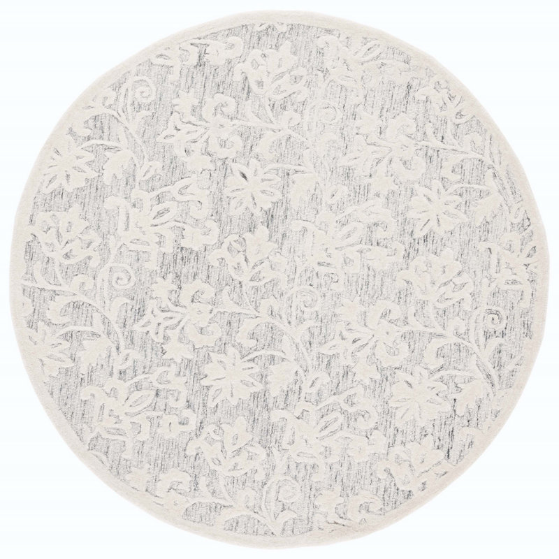Msr Metro Martha Stewart Hand Tufted Wool Pile Floral Rug, Round 6'