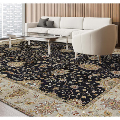 Tapis rectangulaire en laine noué à la main