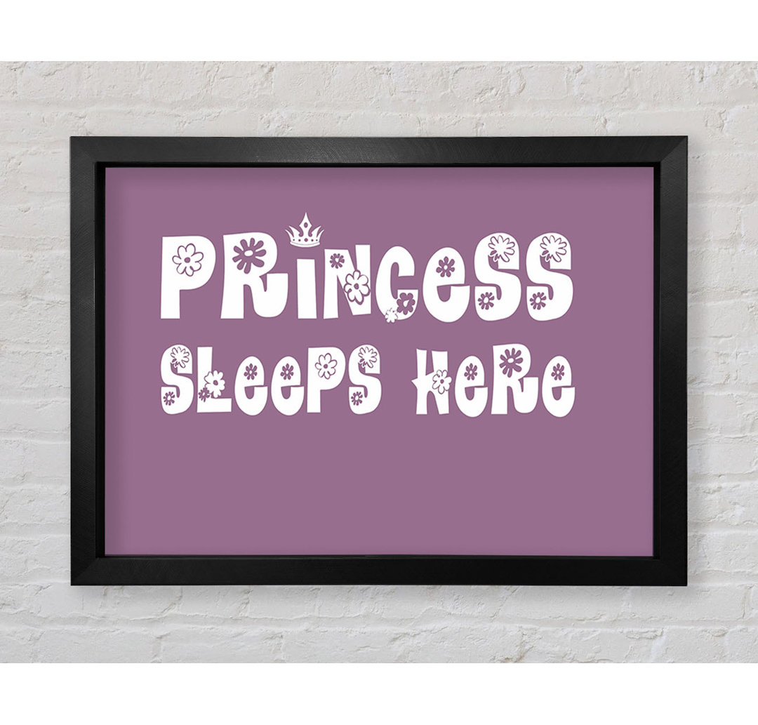 Mädchenzimmer Zitat Princesss Sleeps Here Dusty Pink - Single Picture Frame Print