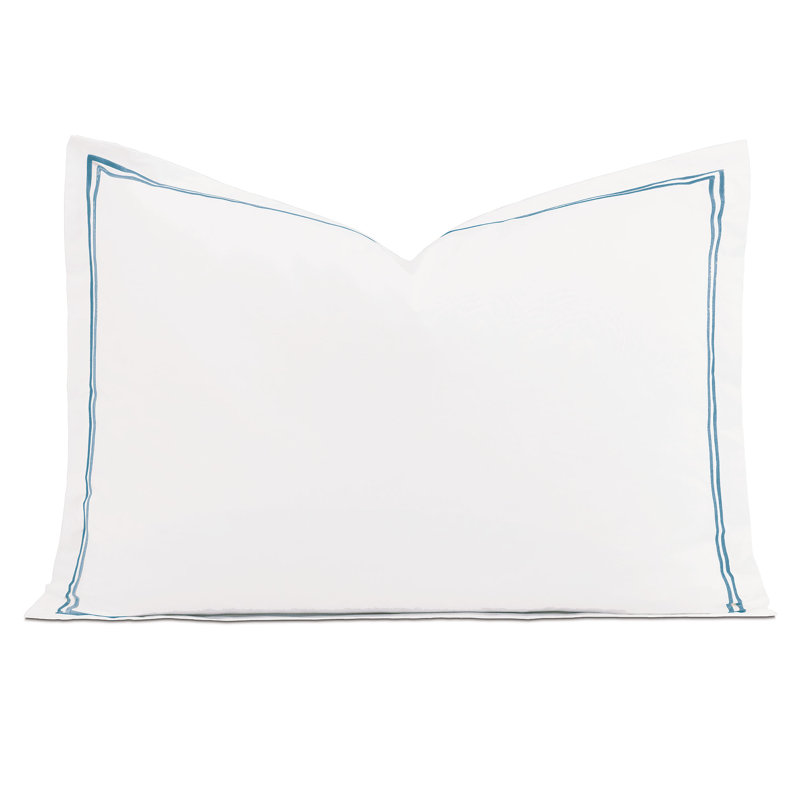 Enzo 100% Cotton Pillow Sham, White/Ocean, Queen