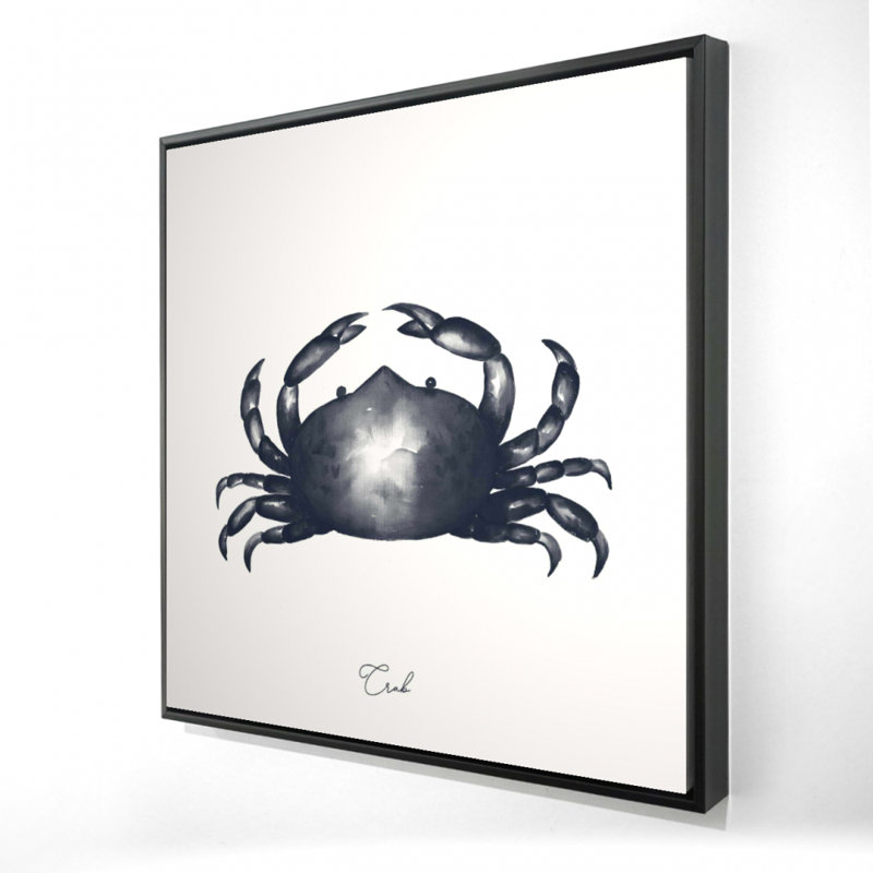 Toile marine crabe bleu | "Aquatic Bathroom Decor", art encadré