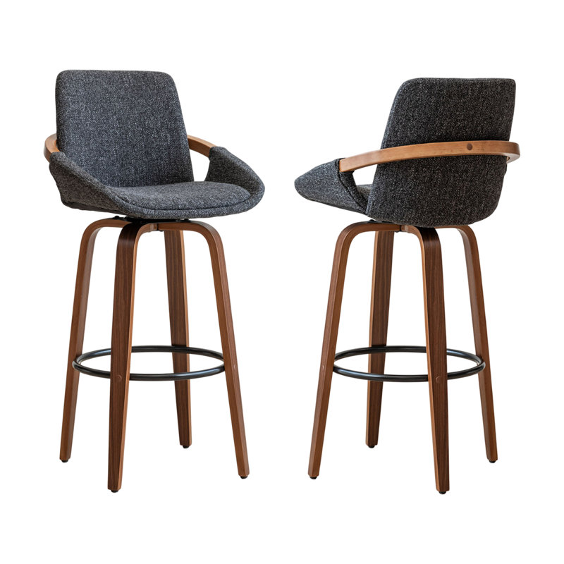 Swivel Upholstered Counter Stool, Grey, Counter Stool (63.5cm Seat Height)