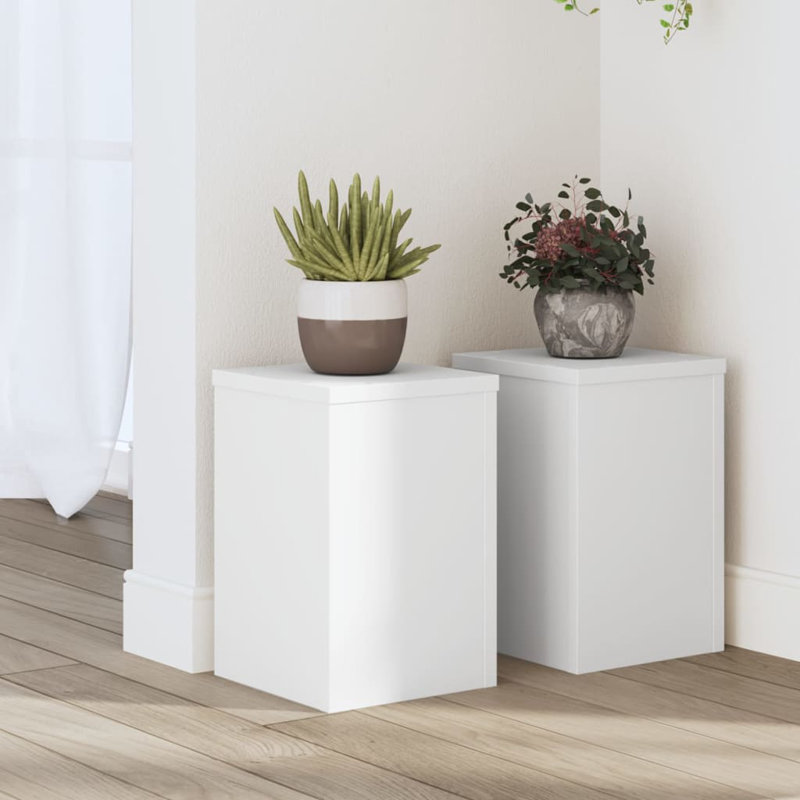 Plant Stand - Set of 2, White, 30cm H x 20cm W x 20cm D