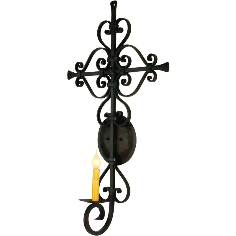 Hacienda 1 - Light Candle Wall Light, Pewter Gold