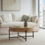 Sison 36" Reclaimed Mango Wood Coffee Table w/ Iron Base, Light Warm Wash