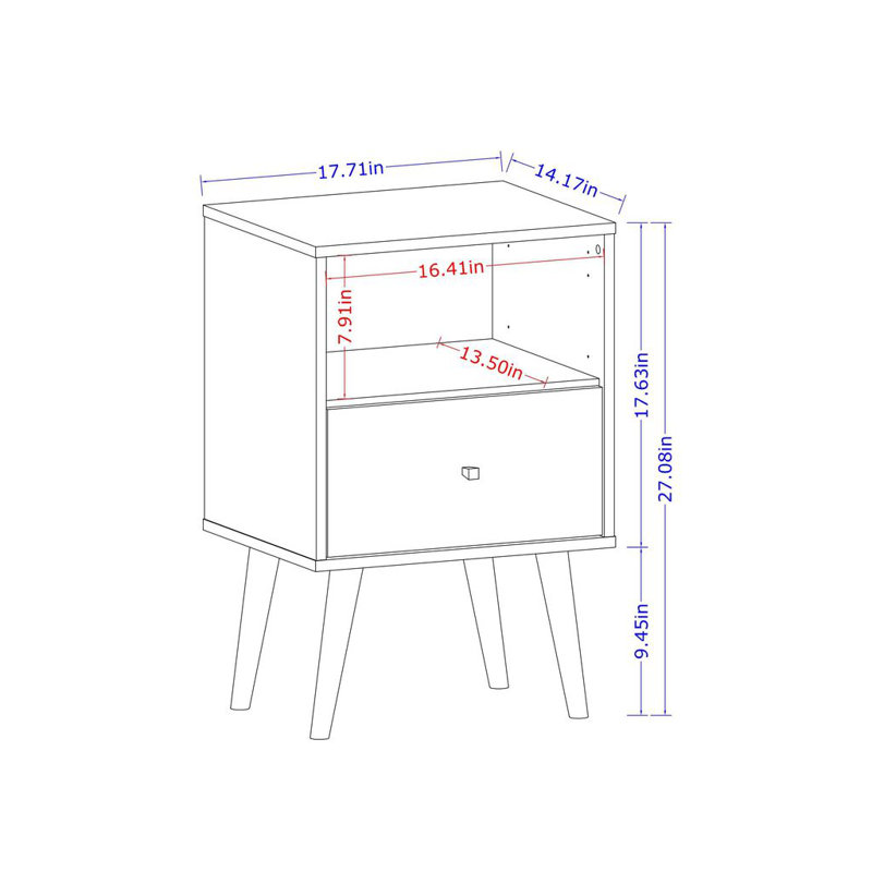 Darryl 17.72'' W Nightstand, White/Yellow
