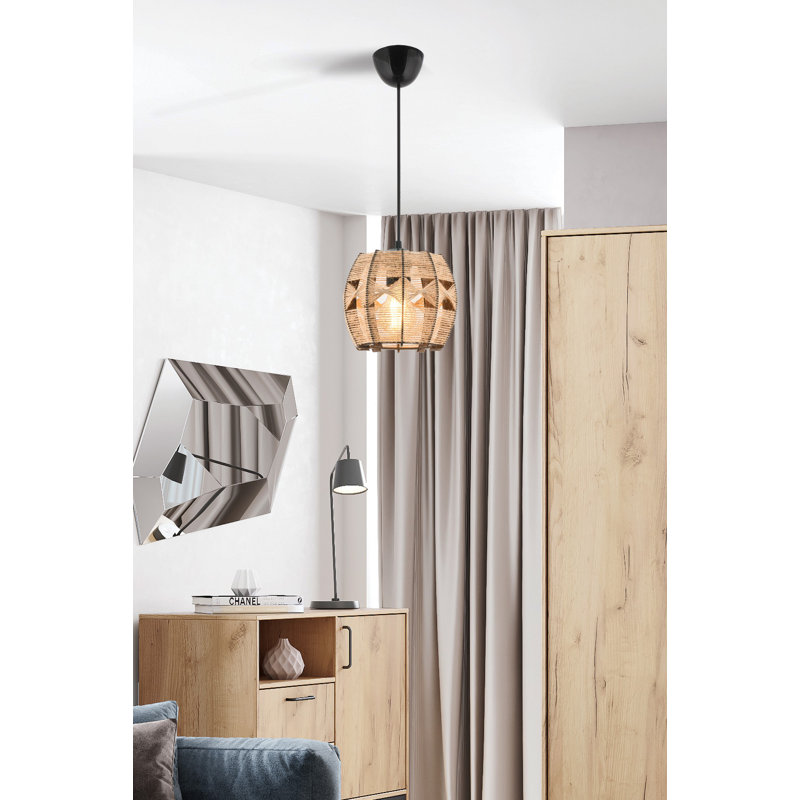 Élégant lustre en bois avec câble réglable, couleur chameau, 23,6 po x 23,6 po x 23,6 po | Certifié CE, douille E27 (40 W maximum) | Luminaire élégant pour le décor du salon, de la salle à manger et du vestibule