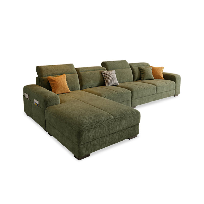 Canapé modulaire 3 pièces rembourré, Face à la gauche, Vert, H 35,43 po x l 110,24 po x P 68,9 po