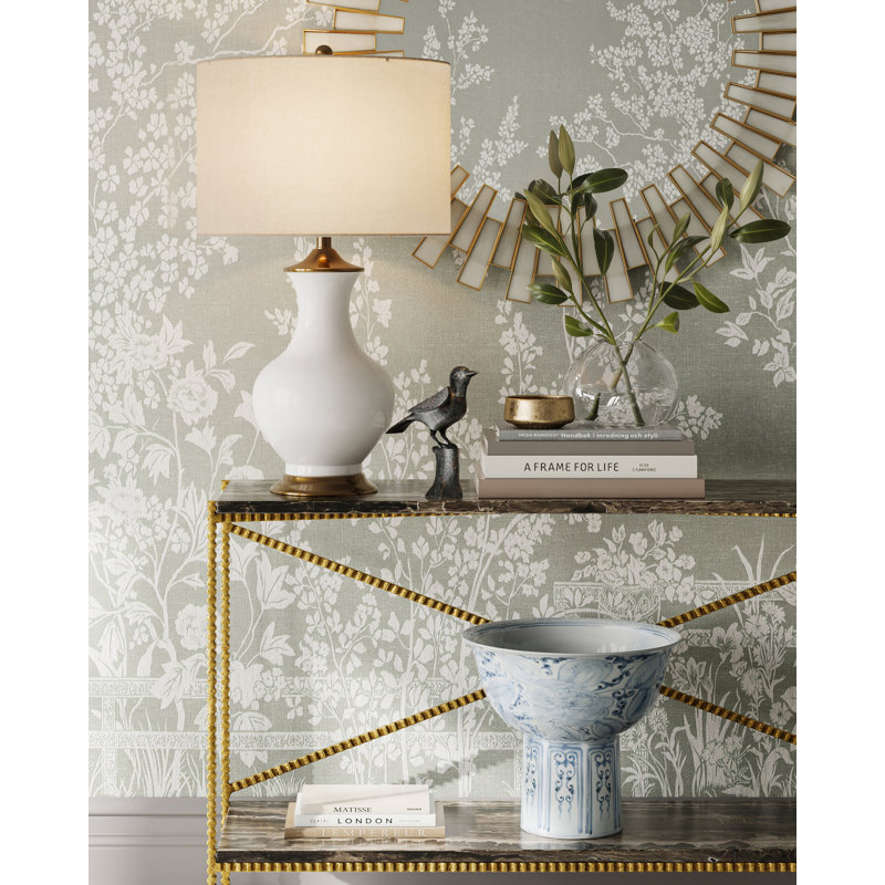Lilou Table Lamp, White/Antique Brass