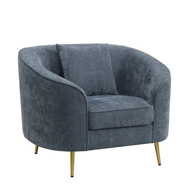 Chaise Nakendra avec coussin, chenille bleu cobalt