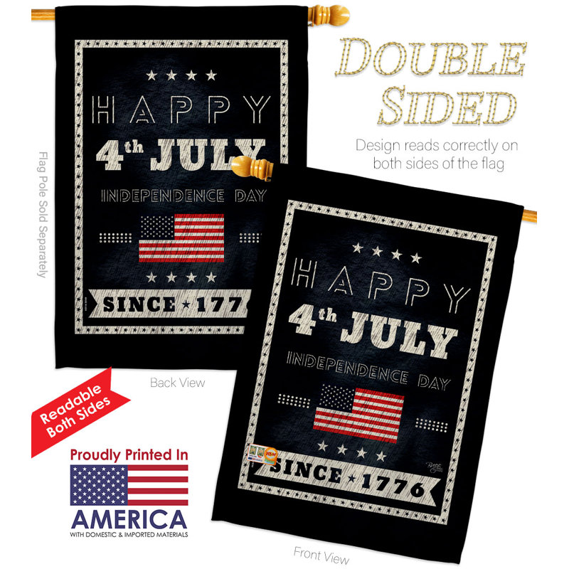 Drapeau de maison en polyester 40 x 28 po Happy 4Th juillet
