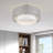 3 Light Brushed Nickel Large Semi-Flush With Hand Crafted Urban Gray And White Fabric Hardback Shades