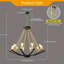 Lustre industriel en fer 10 lumières - hauteur réglable noir doré moderne