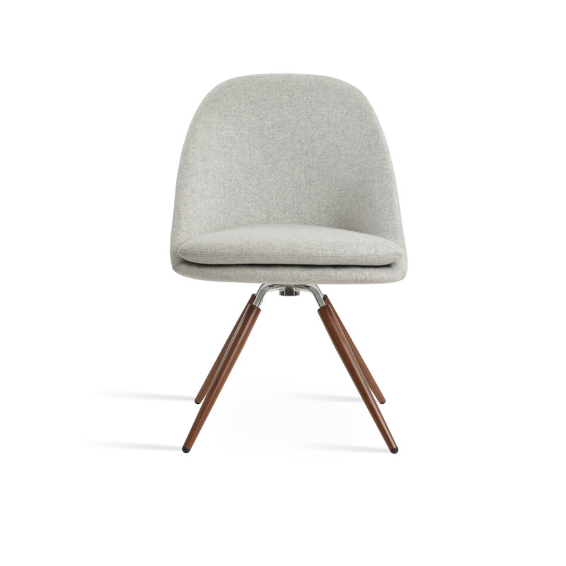 Chaise d'appoint Avanos Carrot, Laine argentée, Noyer