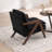 Mid Century Modern Upholstered Chenille Solid Wood Accent Armchair-360304809