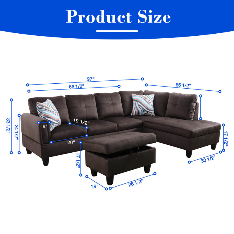 Adalmiina Upholstered Sectional, Dark Brown, Left Hand Facing