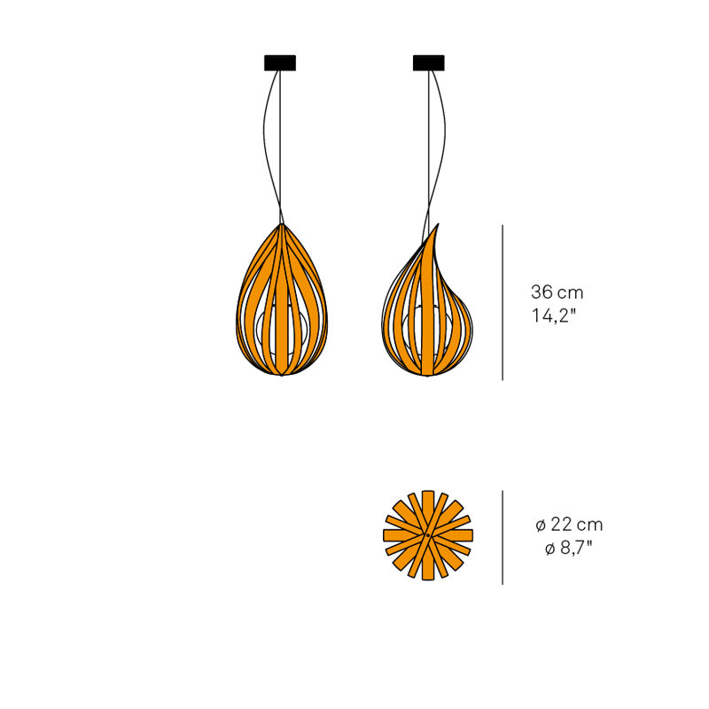 Raindrop 1 - Light Pendant, 14.2" H x 8.7" W x 8.7" D, G-9 Base, Sea Blue