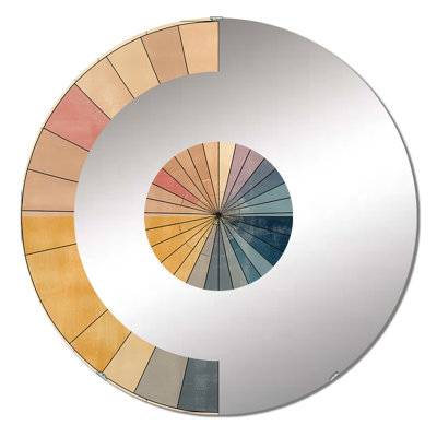 Mid-Century New Balance, abstrait géométrique rétro - miroir mural demi-cercle
