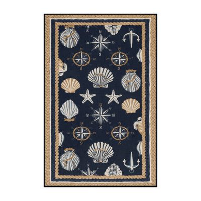 Washable Coastal Elements Nautical Area Rug