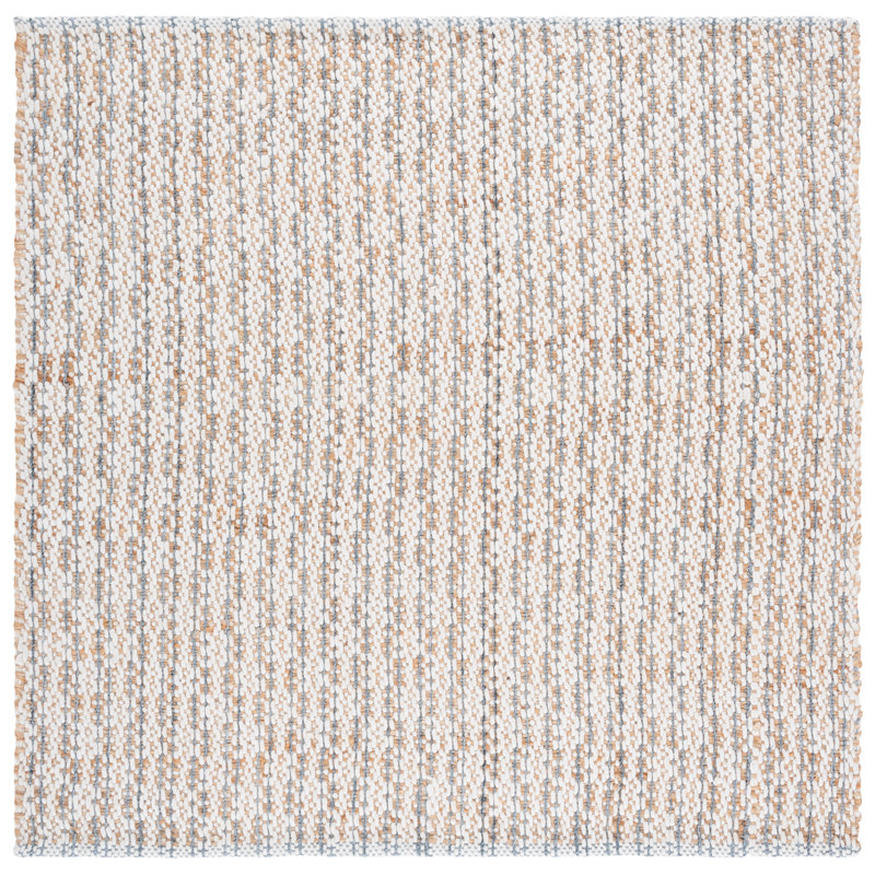 Natural Fiber 225 Hand Loomed Jute/Wool/Pet No Pattern Rug in Natural/Light Blue, Rectangle 4' x 6'