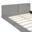 Grand lit plateforme tapissier avec tissu en velours, lit au sol avec cadre uni, beige-1774415382