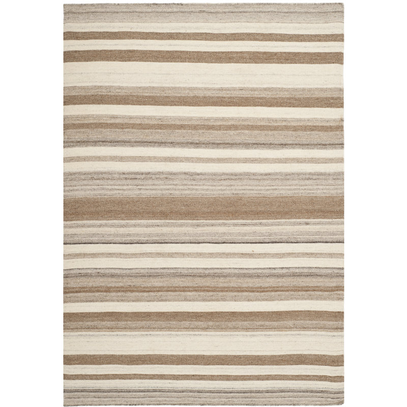 Anley Striped Wool Hand Woven Area Rug, Rectangle 122 x 183 cm