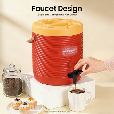 2.91Gal Hot and Cold Drink Dispenser Red Insulated Beverage Dispenser Insulated Container with Faucet for Home Party Restaurant Buffet