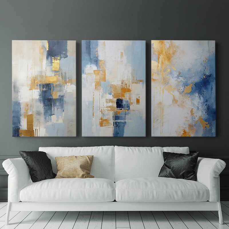 Abstract Series CLXXIX -Set Of 3 Gallery Wrapped Canvas -Ready to Hang, 27" H x 18" W