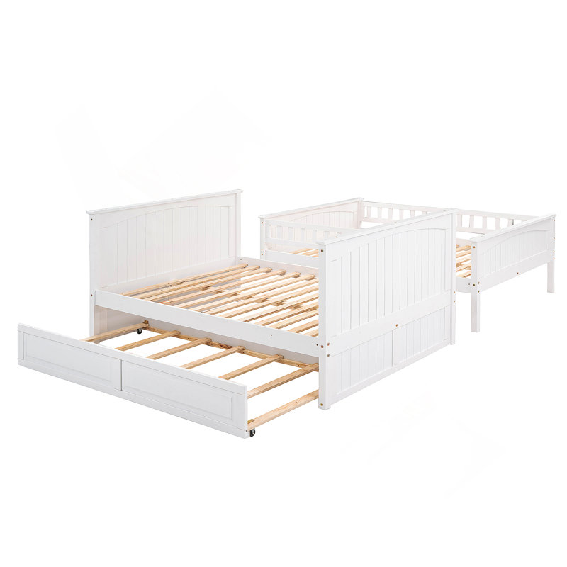 Lit superposé au dessus d'un lit superposé en bois avec garde-corps brossé ancien SKU: LPAAN, Blanc